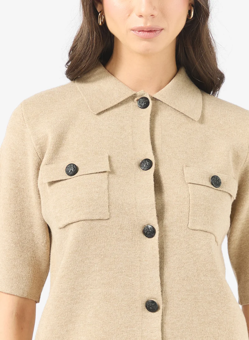 فيرو مودا كارديجان بولوفر بياقة مدورة من فيم جولد