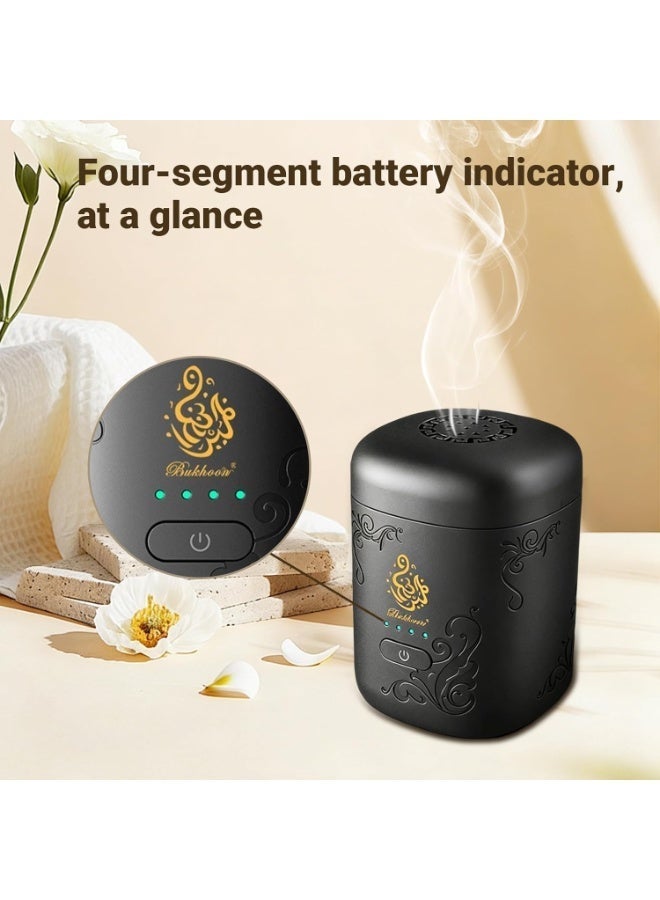 Bakhoor Mini Portable Rechargeable Electric Incense Burner with LED Battery Display USB Charging Smokeless Bakhoor Burner for Home Car & Office - Image 3