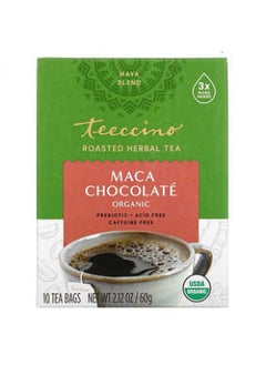 teeccino Teeccino, Organic Roasted Herbal Tea, Maca Chocolate, Caffeine Free, 10 Tea Bags, 2.12 oz (60 g)  - Image 1