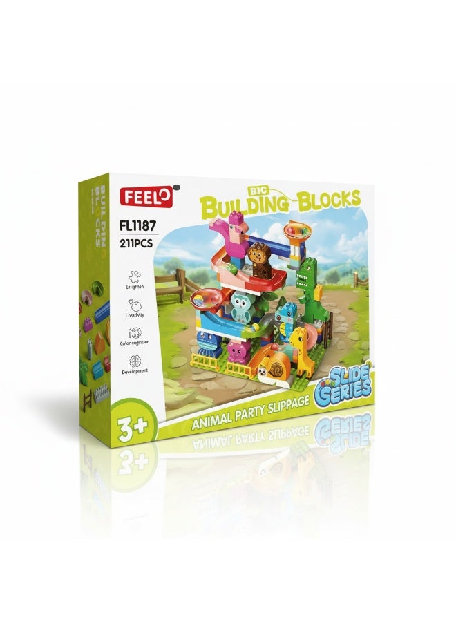 FEELO Animal Party Slide Building Blocks Set – 211 Pieces Educational Construction Toy for Kids Ages 3+ - Image 5