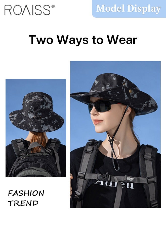 رويس قبعة دلو واقية من الشمس ذات حافة عريضة للنساء، قبعة صيفية واقية من الأشعة فوق البنفسجية قابلة للتهوية، مناسبة للصيد والتخييم والمشي لمسافات طويلة - Image 2