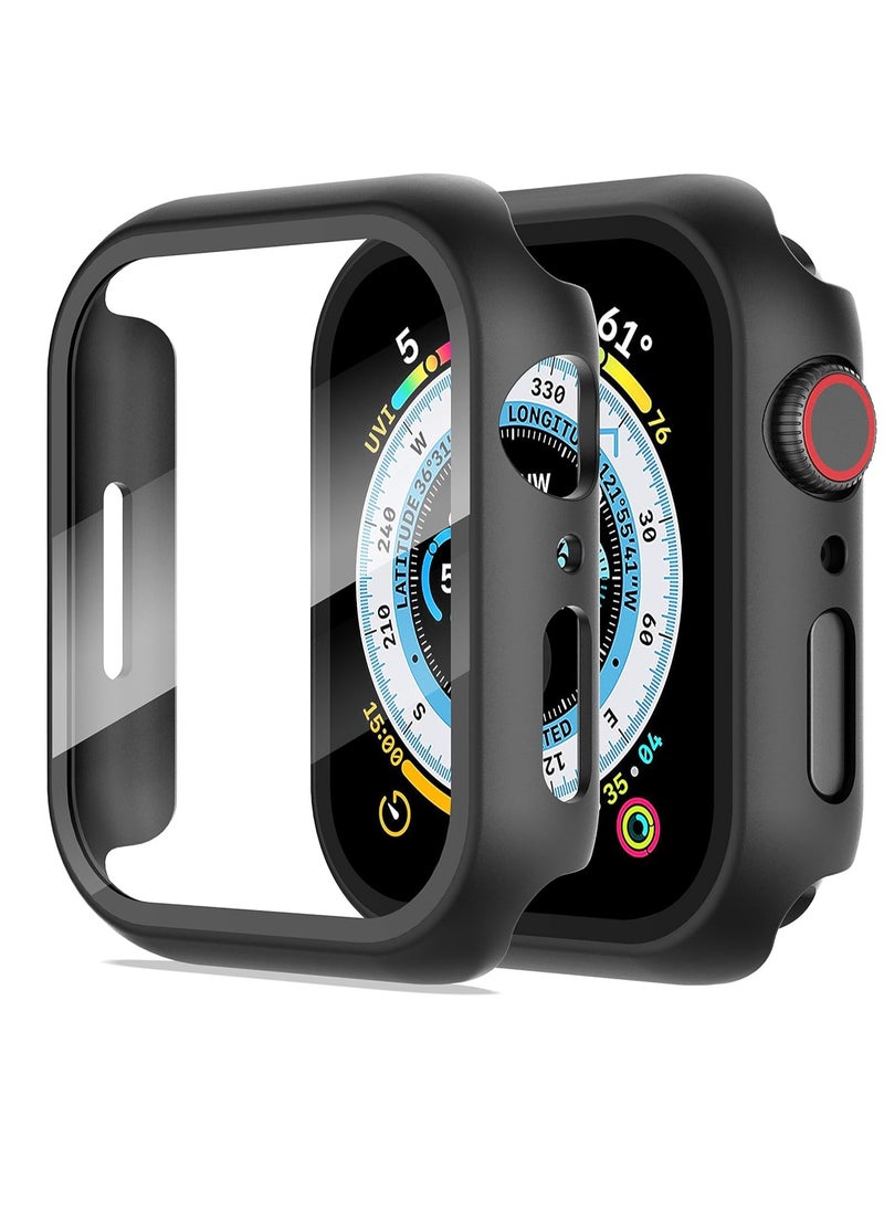 Generic Black Hard Case for Apple Watch Series 5 Series 4 44mm with Screen Protector Ultra Thin Hard PC Case Slim Tempered Glass Screen Protector for iwatch Series 5/4 44MM  - Image 1