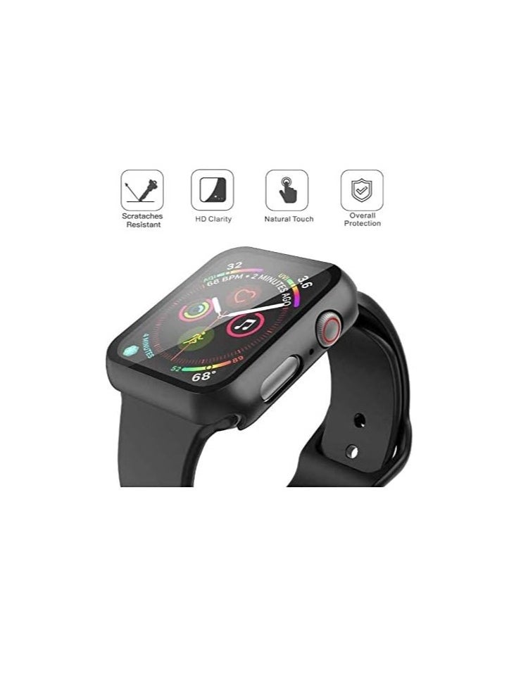 Generic Black Hard Case for Apple Watch Series 5 Series 4 44mm with Screen Protector Ultra Thin Hard PC Case Slim Tempered Glass Screen Protector for iwatch Series 5/4 44MM  - Image 2