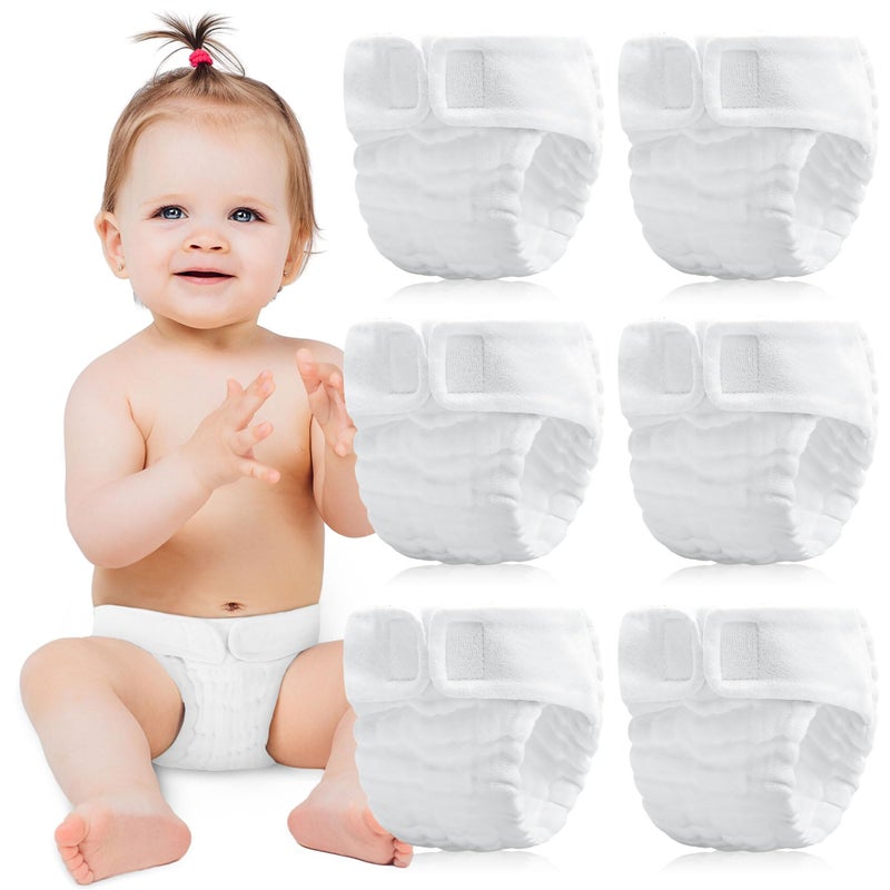 Max Shape 6 Pack Wearable Cotton Cloth Dipper Pants for Baby Girls and Boys,Adjustable Cotton Diaper 13 Layers for Baby 0-3month Wearable Style - Image 1