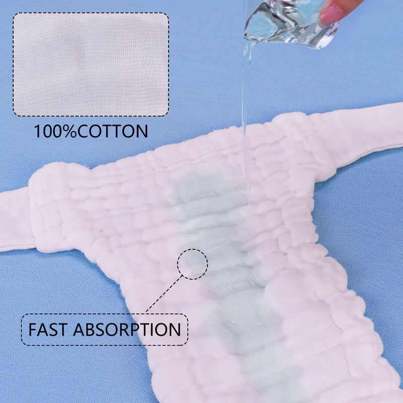 Max Shape 6 Pack Wearable Cotton Cloth Dipper Pants for Baby Girls and Boys,Adjustable Cotton Diaper 13 Layers for Baby 0-3month Wearable Style - Image 2