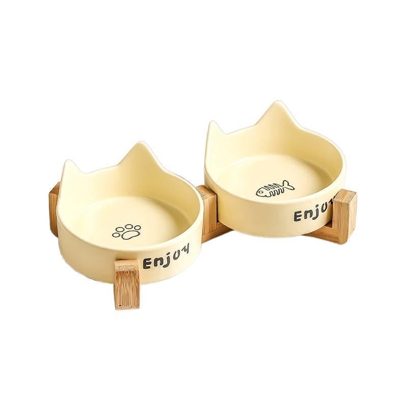 Floor Mat Use Pet Bowl Feeding and Water Double with Anti Tip Base Feeding Accessory Easy Clean Design Home Use for Cats and Dogs - Image 1