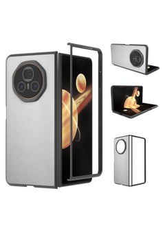 For Honor Magic V3 PU Leather Black Frame Full Coverage Phone Case(Silver)