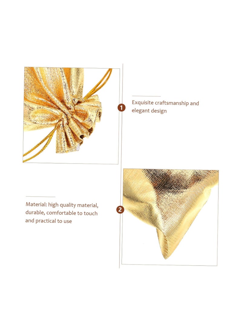 Generic 5 Pieces Chic Golden Drawstring Pouches 18cmx13cm - Versatile Gift Bags for Weddings, Holidays and Celebrations, Ideal for Jewelry, Sweets and Memorable Keepsakes  - Image 3