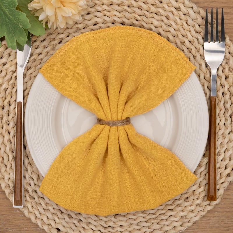 LINXTAR Cheesecloth Gauze Napkins 10 Pack 16x16 Inches Ginger Yellow Bulk Vintage Handmade Cotton Cloth Napkins Events Decorative Rustic Soft Boho Dinner Napkins for Parties Wedding Everyday Use - Image 1