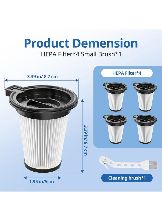 LINNIW 4 Pack Replacement Filters Compatiable with Wyze Cordless Vacuum Cleaner, Removable and Washable HEPA Filter Accessories Part Set with 1 Cleaning Brush for Wyze Handheld Cordless Vacuum Cleaner - Image 3