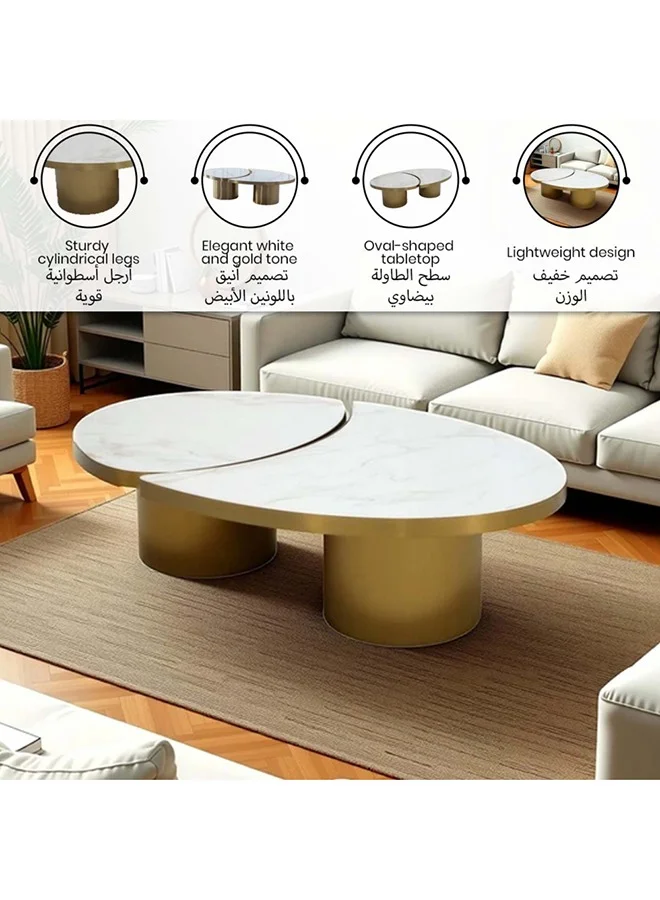 ميكاسا طاولة قهوة بتصميم أنيق وعصري أبيض وذهبي 37 x 79 x 81 سم CT-22108