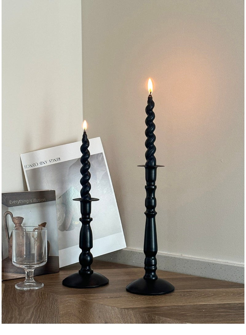 Firasa Vintage Black Iron Candle Holder, Roman Column Long Taper Candle Stand, Metal Table Centerpiece for Home Decor, Dining Ambience, INS Style Large Size - Image 4