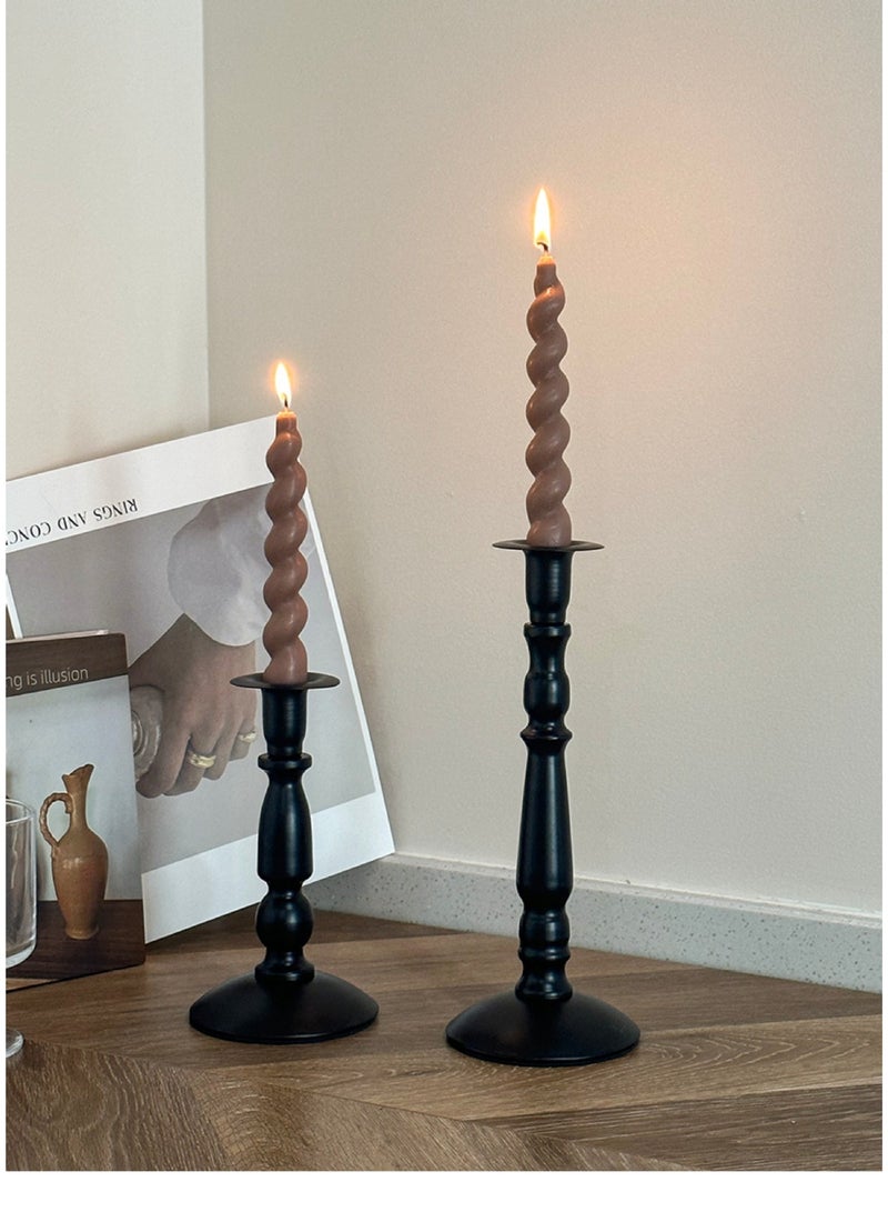 Firasa Vintage Black Iron Candle Holder, Roman Column Long Taper Candle Stand, Metal Table Centerpiece for Home Decor, Dining Ambience, INS Style Large Size - Image 5