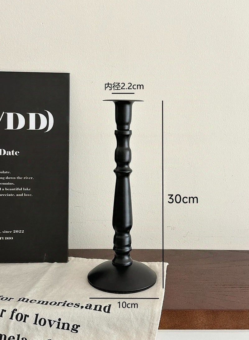 Firasa Vintage Black Iron Candle Holder, Roman Column Long Taper Candle Stand, Metal Table Centerpiece for Home Decor, Dining Ambience, INS Style Large Size - Image 2