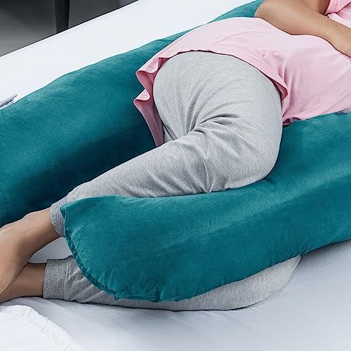 Wakefit Pregnancy Pillow | 3 Month Warranty | Velvet U-Shape Maternity Pillow for Pregnant Mothers, Pillow for Pregnant Women | Peacock Green - Image 5