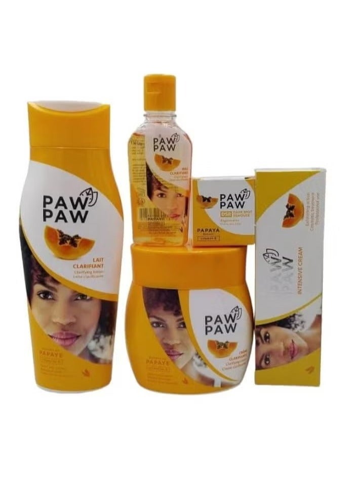 Body Purifying Set with Papaya Extract and Vitamin E Lotion 500ml Cream 300ml Intensive Cream 50ml Oil 60ml Dark Spot Remover 25ml 
