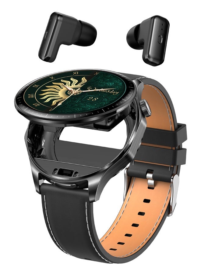 رولستيمي ساعة ذكية كاملة الرؤية مع سدادات أذن ، ساعة ذكية 2 في 1 واط ، 1.43 " شاشة أمولد ملونة ساعة ذكية للأندرويد و يوس ، جهاز تعقب للياقة البدنية مقاوم للماء ساعة الاستعداد الطويلة تي 98 - Image 1