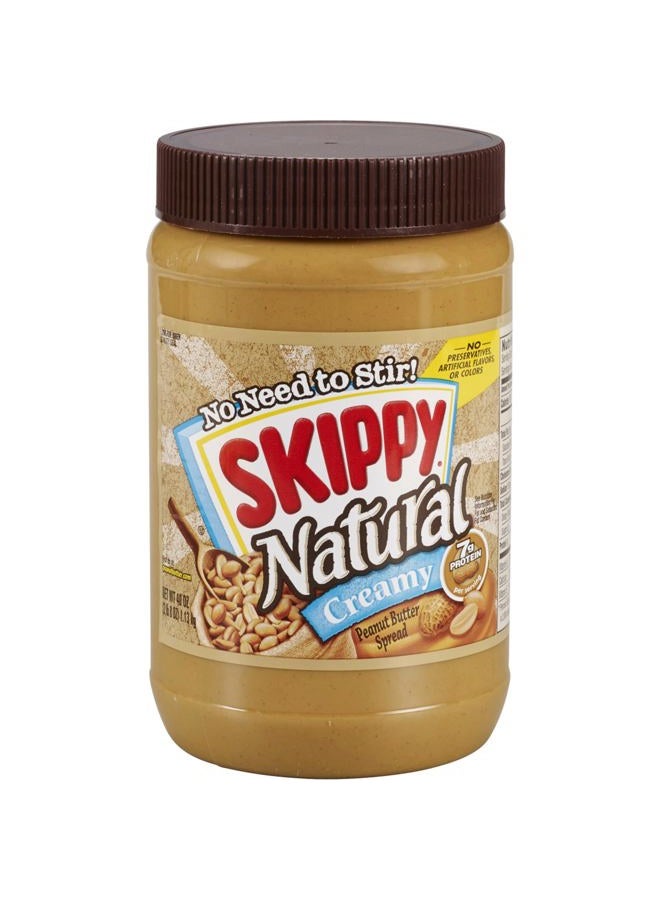 Skippy Natural Creamy Peanut Butter, 7 g Protein Per Serving, 40 Ounce - Image 1
