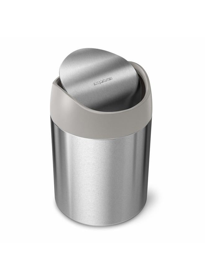 simplehuman CW2084 1.5L Mini Bin, Kitchen Tabletop, Desktop or Dressing Table, Balanced Swing Lid, Lift-Off Lid, Easy to Clean, Fingerprint-Proof, Brushed Stainless Steel - Image 1