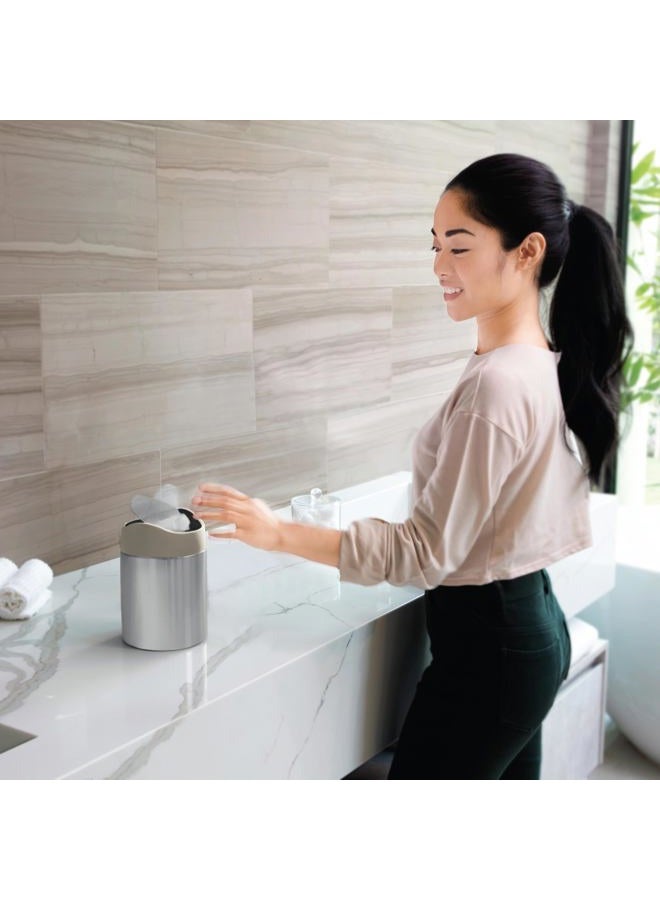 simplehuman CW2084 1.5L Mini Bin, Kitchen Tabletop, Desktop or Dressing Table, Balanced Swing Lid, Lift-Off Lid, Easy to Clean, Fingerprint-Proof, Brushed Stainless Steel - Image 3
