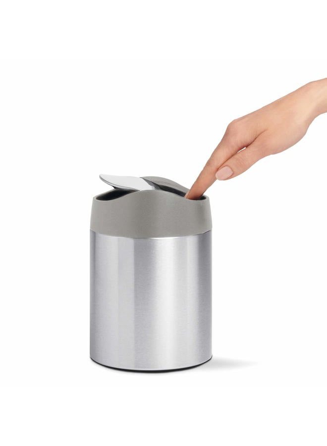 simplehuman CW2084 1.5L Mini Bin, Kitchen Tabletop, Desktop or Dressing Table, Balanced Swing Lid, Lift-Off Lid, Easy to Clean, Fingerprint-Proof, Brushed Stainless Steel - Image 2