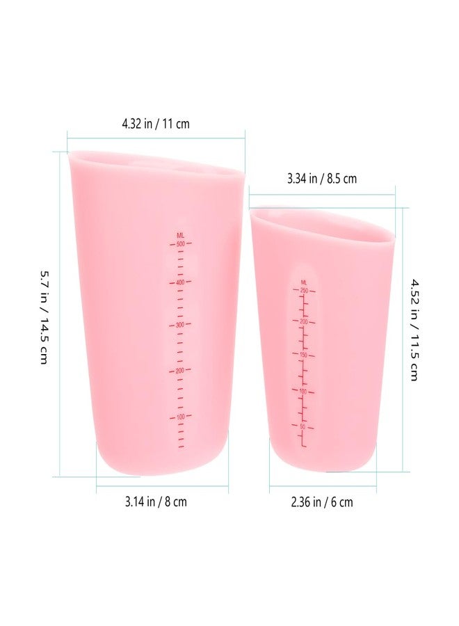 KICHOUSE Silicone Measuring Cups Set 2 Pcs Pink Flexible Non-Stick Silicone Mixing Cups for Kitchen Baking Crafting Epoxy Resin Pouring - Image 5