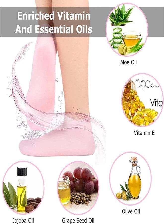 Silicone Moisturizing Gel Socks Set, Silicone Foot Care Socks For Dry Skin For Women & Girls, Crack Heel Repair Socks With Natural Oil And Vitamin E Repair Dry (Multicolor) - Image 3