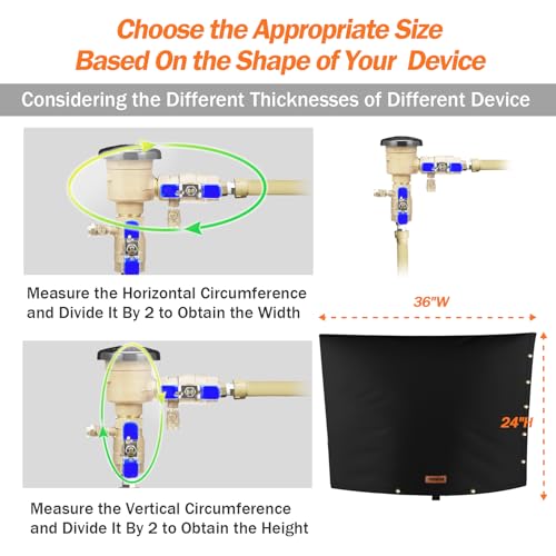 TOHONFOO 2-Way Opening Backflow Preventer Pipe Insulation Cover (5°F) - Irrigation Sprinkler Valve Cover - Water Well Pump Cover - Sturdy 5 Layers for Winter Freeze Protection (36" W x 24" H, Black) - Image 2