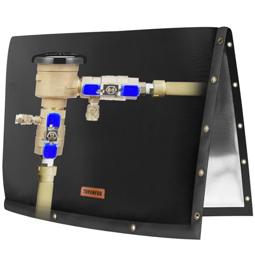 TOHONFOO 2-Way Opening Backflow Preventer Pipe Insulation Cover (5°F) - Irrigation Sprinkler Valve Cover - Water Well Pump Cover - Sturdy 5 Layers for Winter Freeze Protection (36" W x 24" H, Black) - Image 1