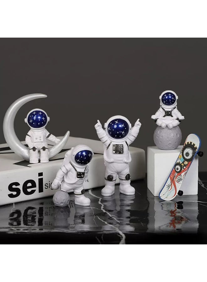 Beauenty Creative Astronaut Decoration 4-Pack Astronaut Statue Astronaut Statue Model For Astronaut Model Living Room TV Cabinet Hanging Decoration Children's Room Decoration Space Theme Birthday Gift - White - Image 2
