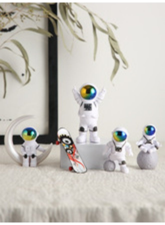 Beauenty Creative Astronaut Decoration 4-Pack Astronaut Statue Astronaut Statue Model For Astronaut Model Living Room TV Cabinet Hanging Decoration Children's Room Decoration Space Theme Birthday Gift - White - Image 3