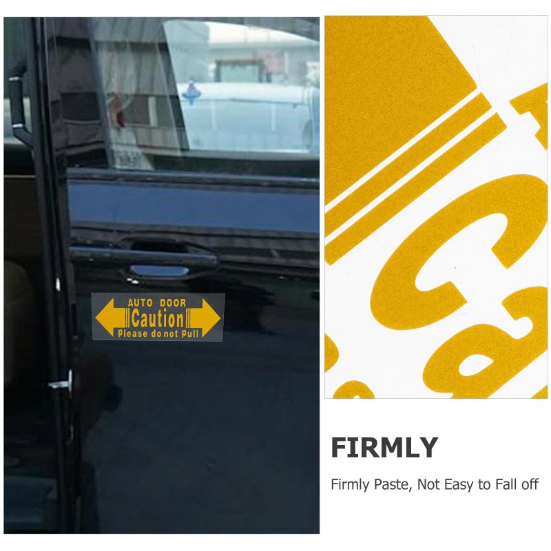 Vehicle Safety Warning Sticker 2PCS Yellow Adhesive Decal For Automatic Car Door Opening - Image 4