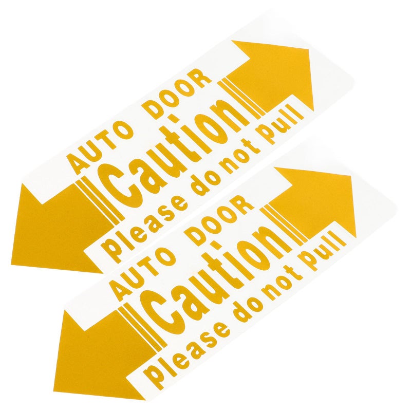 Vehicle Safety Warning Sticker 2PCS Yellow Adhesive Decal For Automatic Car Door Opening - Image 2