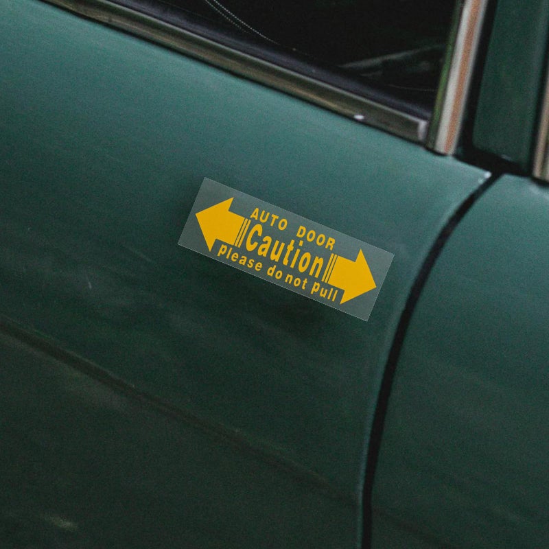 Vehicle Safety Warning Sticker 2PCS Yellow Adhesive Decal For Automatic Car Door Opening - Image 5