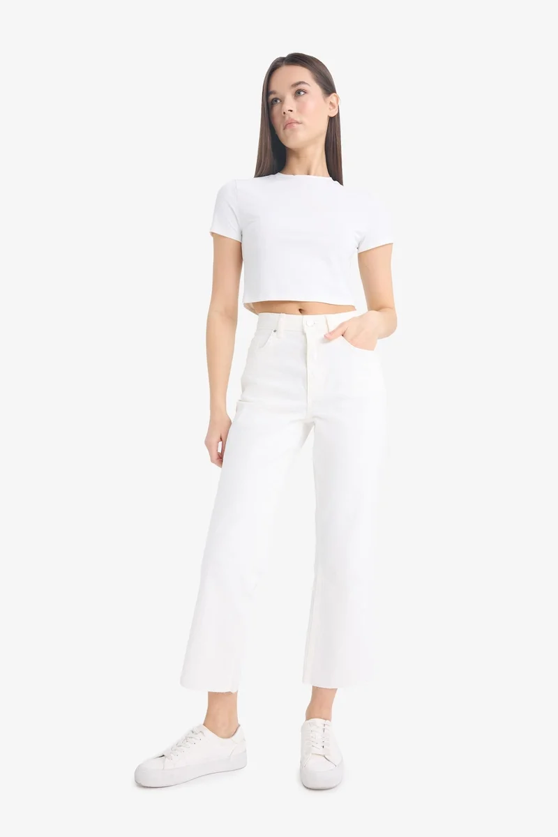 Defacto Crop Flare Fit Normal Waist Gabardine Trousers