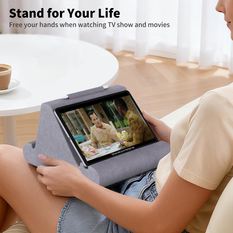 CreaDream Tablet Pillow Stand, Soft Pillow Pad for Lap, Tablet Holder Dock for Bed with 3 Viewing Angles, Pocket, Stylus Mount, Compatible with iPad Pro 13, 10.5, 9.7 Air, Mini, Galaxy Tab, E-Reader - Image 2