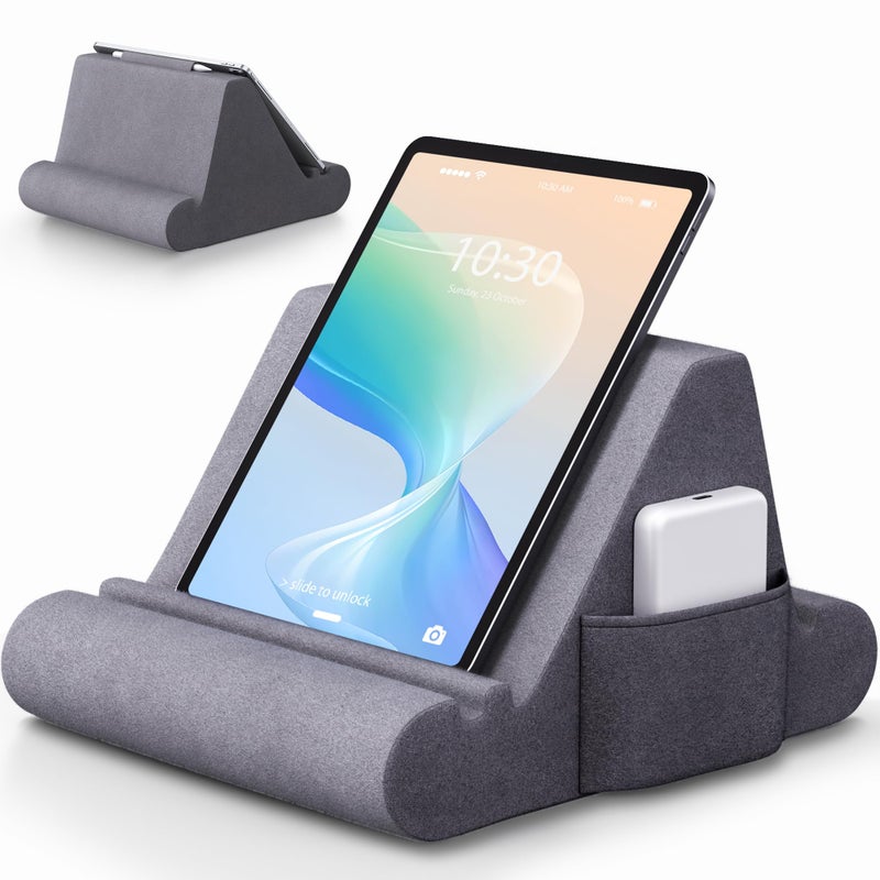 CreaDream Tablet Pillow Stand, Soft Pillow Pad for Lap, Tablet Holder Dock for Bed with 3 Viewing Angles, Pocket, Stylus Mount, Compatible with iPad Pro 13, 10.5, 9.7 Air, Mini, Galaxy Tab, E-Reader - Image 1