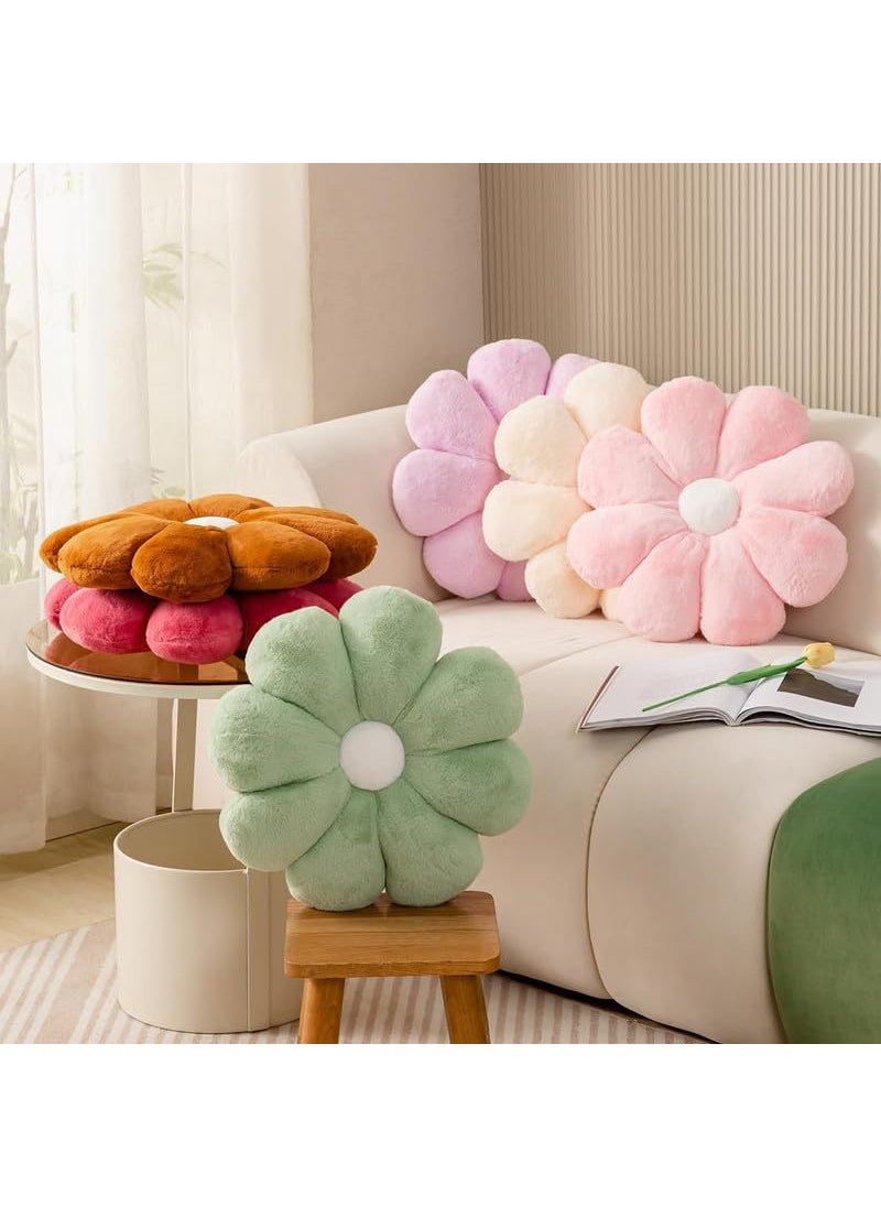 AVSHUB AVSHUB Flower Pillow, Flower Shaped Throw Pillow, Flower Floor Cushions Pink & White Sunflower Plush Pillow, Cute Room Decor Decorative Pillows for Sofa Bedroom Car (40cm/15.7in) (Pack of 2)  - Image 4