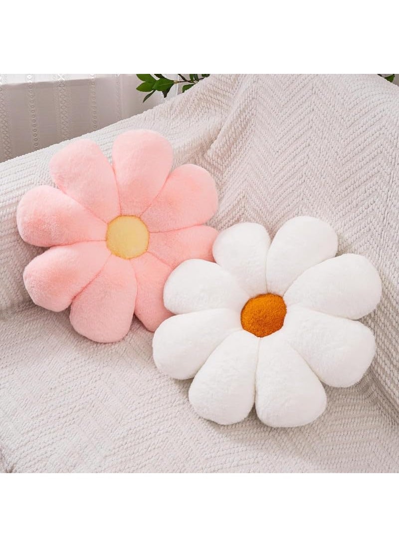 AVSHUB AVSHUB Flower Pillow, Flower Shaped Throw Pillow, Flower Floor Cushions Pink & White Sunflower Plush Pillow, Cute Room Decor Decorative Pillows for Sofa Bedroom Car (40cm/15.7in) (Pack of 2)  - Image 1
