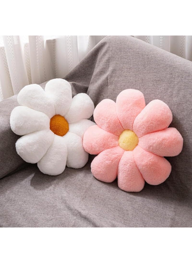 AVSHUB AVSHUB Flower Pillow, Flower Shaped Throw Pillow, Flower Floor Cushions Pink & White Sunflower Plush Pillow, Cute Room Decor Decorative Pillows for Sofa Bedroom Car (40cm/15.7in) (Pack of 2)  - Image 2