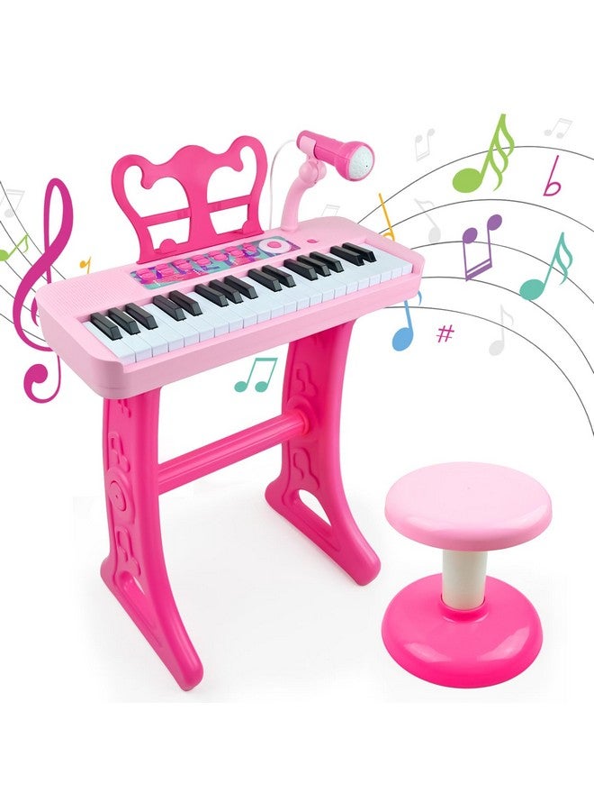 Love&Mini Kids Piano Keyboard Toys - 37 Keys Keyboard Piano With Microphone Stool And 2 Speakers, Christmas Birthday Gifts For 3+ Years Old Baby Girls Toys - Image 1