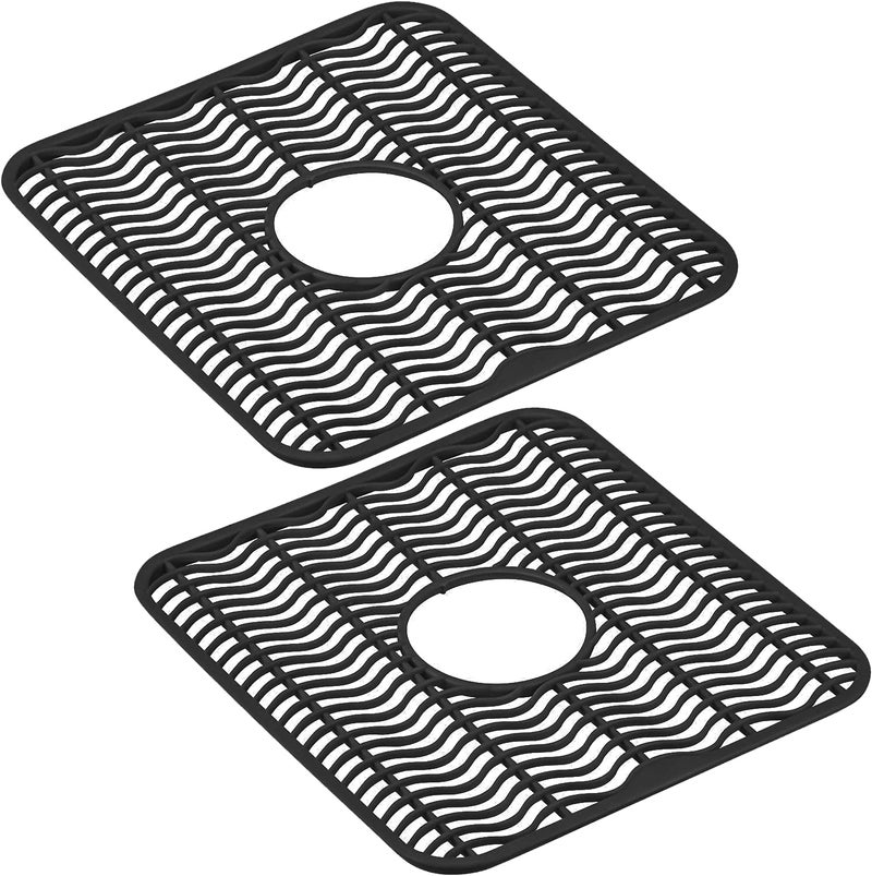 DecorRack 2 Sink Protectors for Kitchen Sink, Plastic 12" x 11" Dish Rack, Protect Sink from Stains, Damage, Scratches, Dishwasher Safe Grid Mat for Kitchen (2 Pack, Black) - Image 5