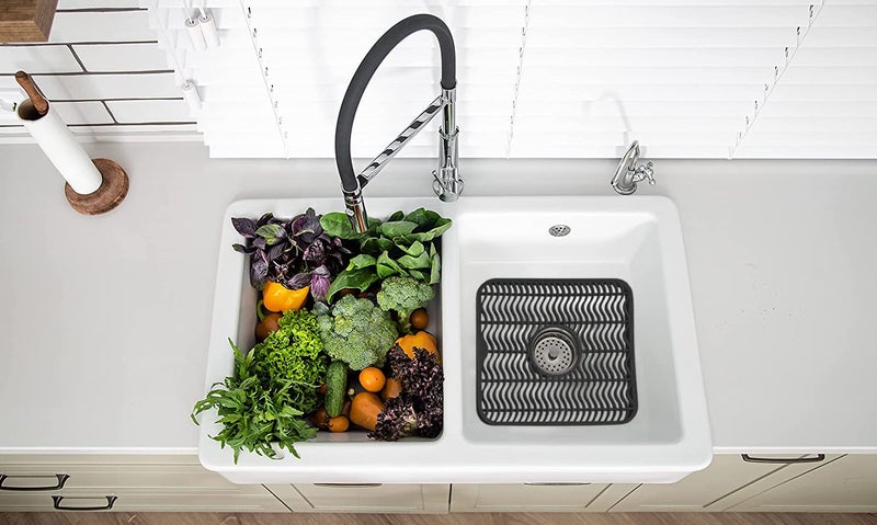 DecorRack 2 Sink Protectors for Kitchen Sink, Plastic 12" x 11" Dish Rack, Protect Sink from Stains, Damage, Scratches, Dishwasher Safe Grid Mat for Kitchen (2 Pack, Black) - Image 4