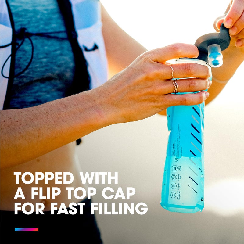 HydraPak UltraFlask Speed 500ml - Collapsible Soft Flask Water Bottle for Hydration Vests and Running Packs with Easy Open Cap (500ml / 17oz) - Image 4