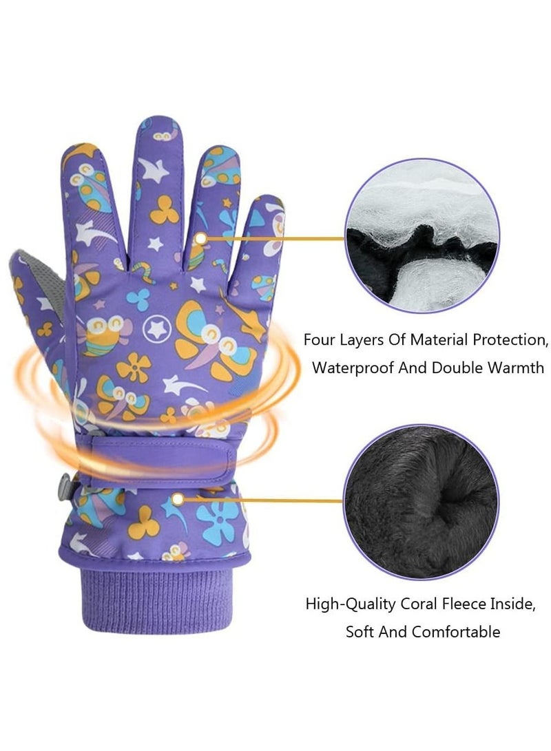 Generic Kids Winter Gloves, Children Warm Stretchy Knitted Cuff Mittens for Boys and Girls Outdoor Sports Ski Cycling Running 4-6 Years  - Image 4