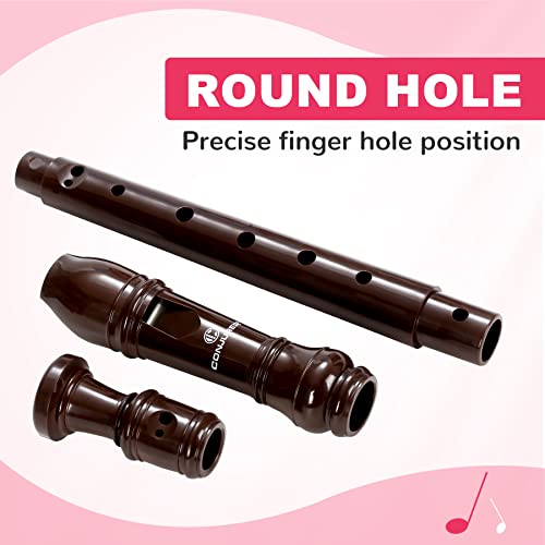 CONJURER Soprano Recorder Instrument for Beginners Student - German Fingering 8 Hole Flute ABS Descant Recorders 3pcs Removable with Cleaning Rod and Storage Bag, Brown - Image 3