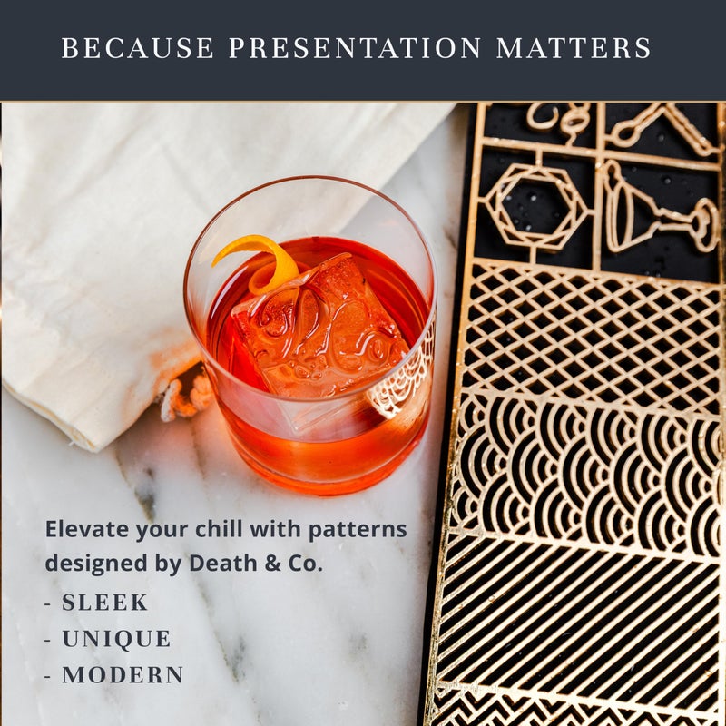 Ash Harbor Death & Co Clear Ice Cube Maker Design Tray - Craft Modern Bourbon & Cocktails in 5 Seconds - Whiskey Mold Cube Ice Stamp â€“ Bartender Accessories - Old Fashion Cocktails by Ash Harbor X Death and Co - Image 2