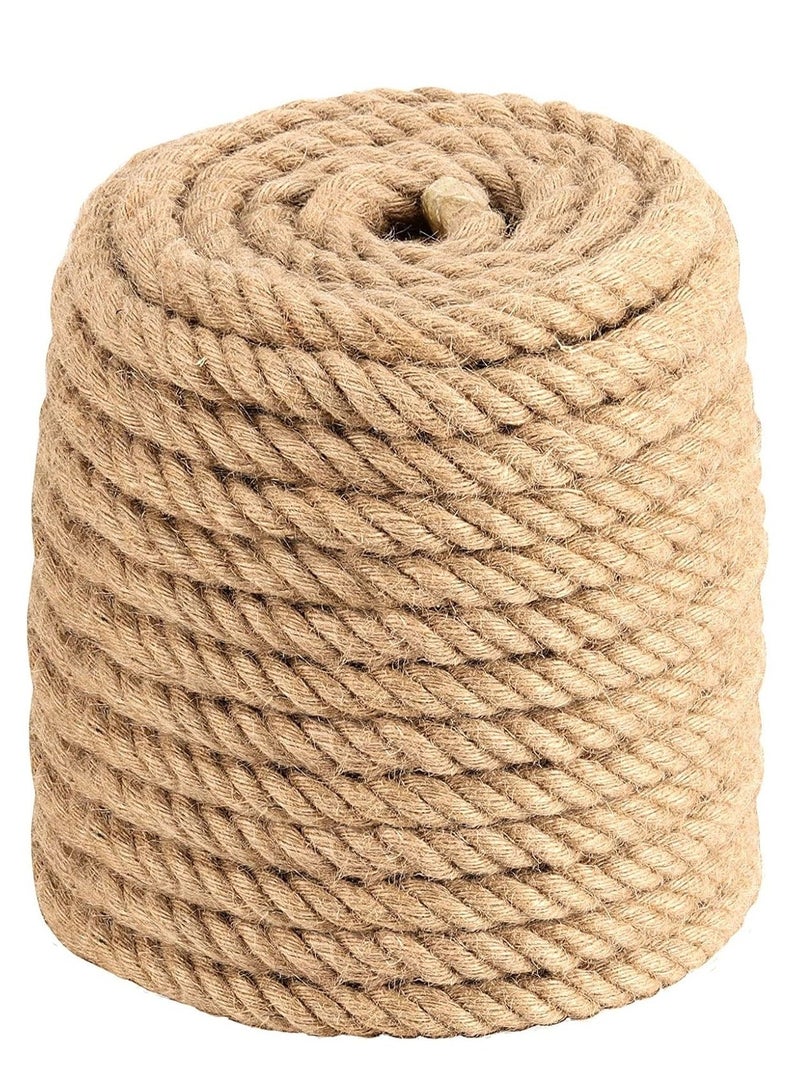 حبل سميك من الجوت والقنب الطبيعي للأعمال اليدوية، طوله 49 قدمًا وقطره 15 ملم (3/5 بوصة). - Image 1