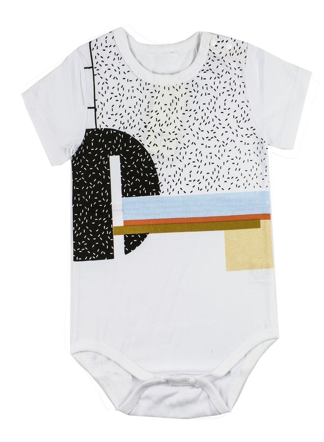 stylesilove Cute Character Baby Boy Short-Sleeve Jumpsuit (Geometric, 95/18-24 Months) - Image 1