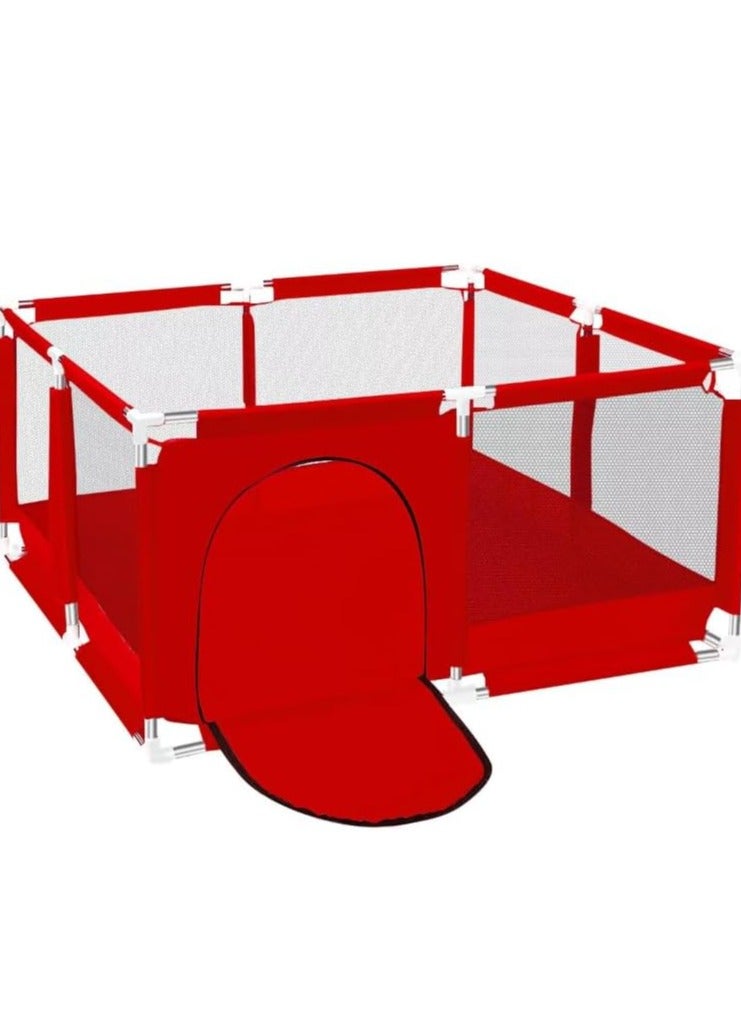 ساحة لعب للاطفال البيبي قابلة للطي مع تصميم يثبت على الارض لحماية الاطفال البيبي اثناء اللعب، من تويز ايجيبت مع 30 كرة (1.26 متر × 1.26 متر × 66 سم) - احمر - Image 1